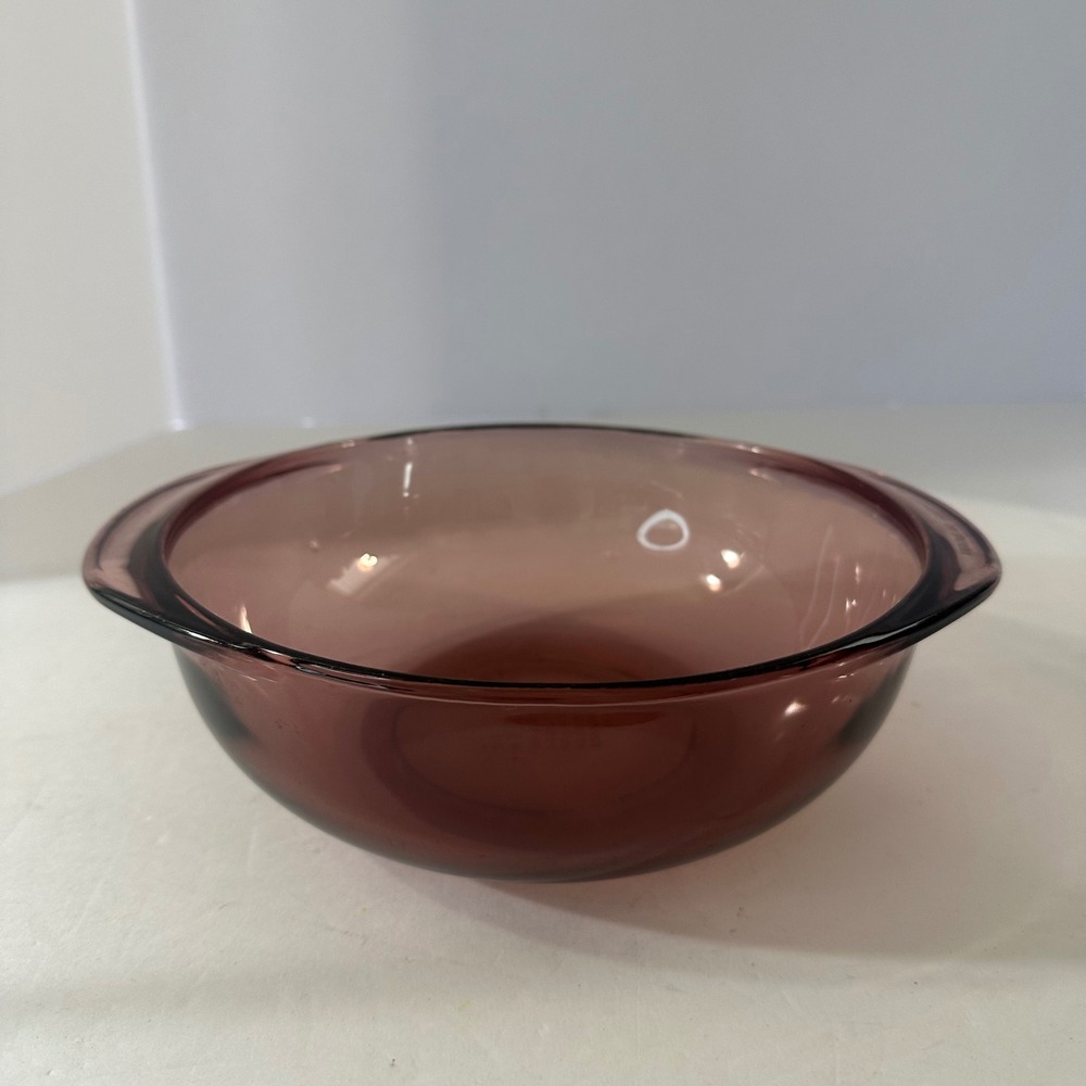 Pyrex Cranberry Glass 023 Round Casserole Dish 1.5 QT Amethyst Purple Vintage